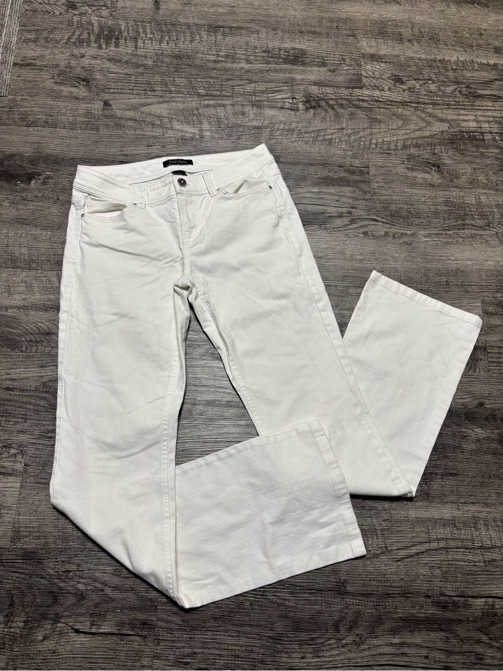 White House Black Market Women's White Boot-Cut Jeans